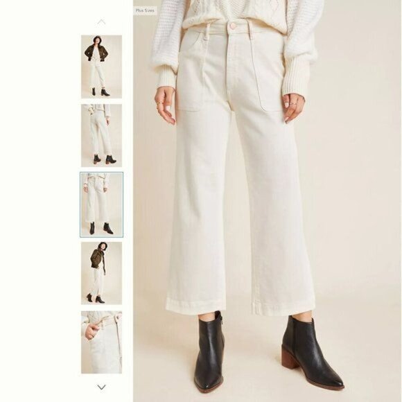 Anthropologie  DL1961 Marianna Hewitt  Hepburn Cream  High Rise Wide-Leg Jeans - - Picture 7 of 10
